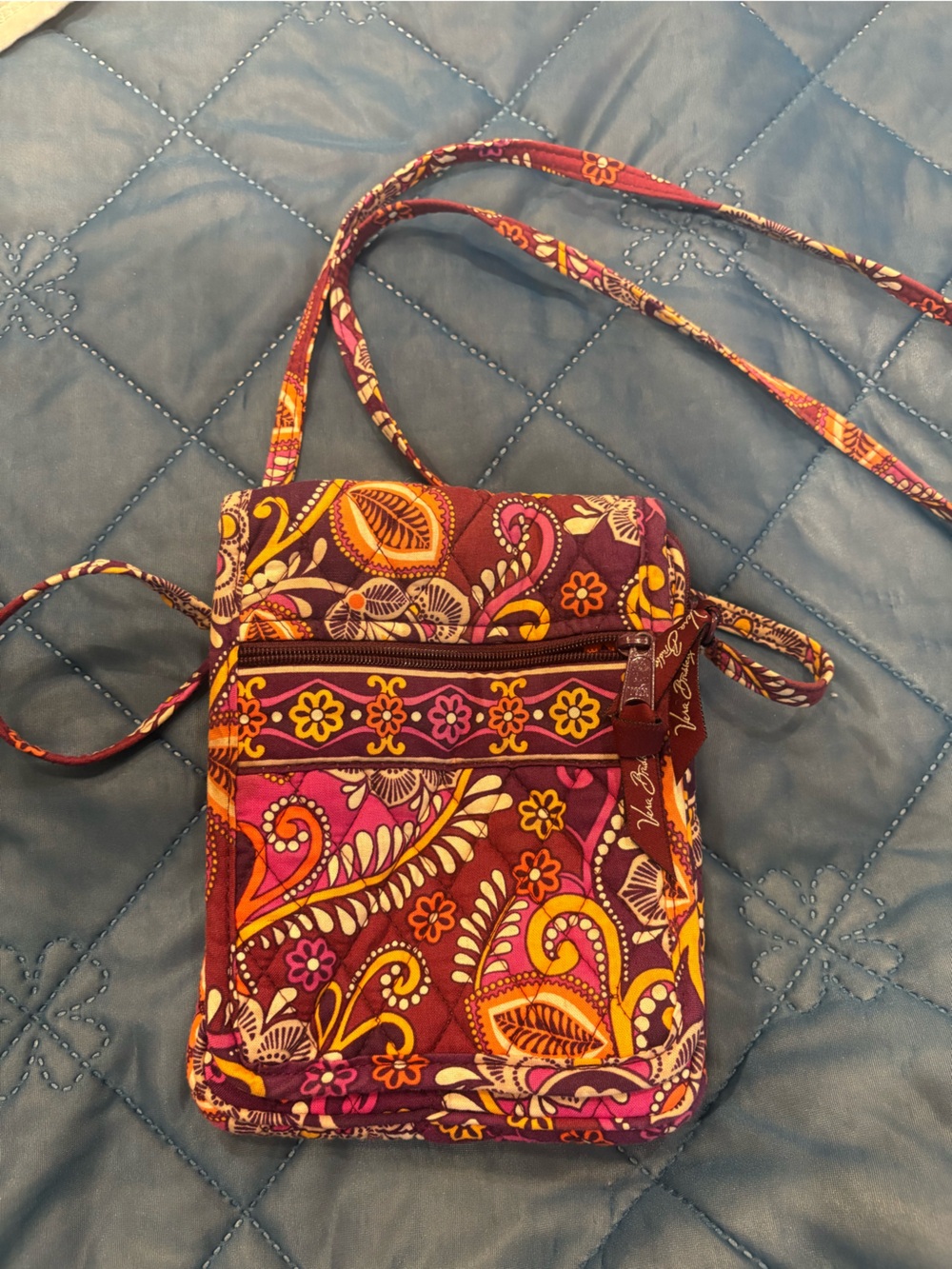 Vera Bradley Mini Hipster Purple, Pink and Orange Quilted Crossbody Bag - Picture 2 of 6